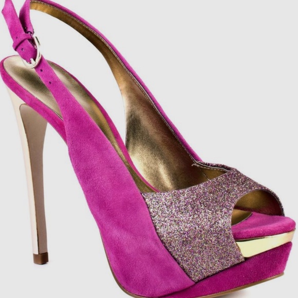 Guess Billow Pink/Fuschia/Glitter Suede Stilettos size 6.5 - Picture 11 of 11